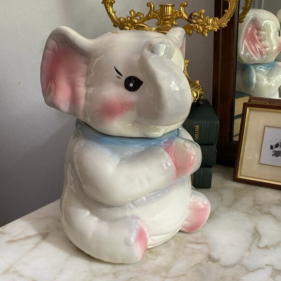 RARE Vintage 50s Baby Cute Elephant Cookie Jar Canister Disney Dumbo Era - Picture 7 of 10